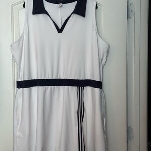 Lane Bryant White Dress with Navy Blue Accents
